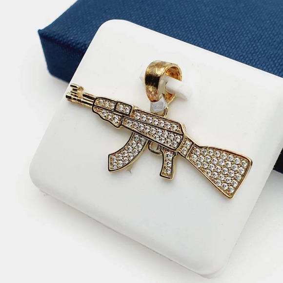 "14K Gold Plated Cubic Zircon Pendant, INUS1BR076 - Picture 7 of 10